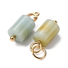 Natural Flower Amazonite Column Charms with 304 Stainless Steel Jump Rings G-Q032-01G-2