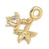 Brass Pave Clear Cubic Zirconia European Dangle Charms X-KK-N271-43G-2