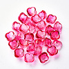 4-Petal Transparent Spray Painted Glass Bead Caps X-GGLA-S054-009B-02-1