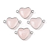 Natural Rose Quartz Love Heart Pendants G-T138-205H-P-1