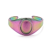 Ion Plating(IP) Rainbow Color 304 Stainless Steel Oval Chunky Open Cuff Ring for Women RJEW-C025-14M-2