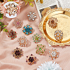  12Pcs 12 Style Rhinestone Flower Lapel Pins JEWB-NB0001-17-4