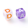 DIY 26 Letter Acrylic Beads Stretch Bracelets Kits for Children's Day DIY-LS0001-04-4