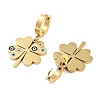 Left and Right Clover 304 Stainless Steel Dangle Earrings EJEW-L283-082G-2