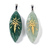 Natural Green Aventurine Gold Sun Pattern Pendants G-L524-14P-01-1