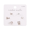 6 Pcs Brass Micro Pave Clear Cubic Zirconia Ear Studs EJEW-S218-01P-07-1