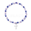 Adjustable Glass Beaded Charm Bracelets BJEW-JB13287-3