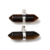 Natural Tiger Eye Double Terminal Pointed Pendants G-NH0001-15P-08-1
