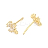 Brass Micro Pave Clear Cubic Zirconia Stud Earring Findings KK-Z099-02G-01-3