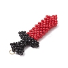 Dagger Shape Glass Seed Beads Beaded Pendants PALLOY-CJ00135-02-4