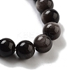 Round & Cat Head Natural Obsidian Beaded Stretch Bracelets for Women BJEW-K251-03F-4