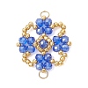 Electroplate Glass Beaded Flower Connector Charms PALLOY-MZ01297-02-1