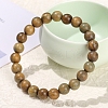 Natural Sandalwood Rond Bead Stretch Braclets for Men Women PW-WG55664-03-2