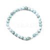Natural Larimar/Pectolite Round Beaded Stretch Bracelet BJEW-A120-01A-1