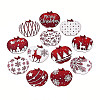 12Pcs UV Single Face Printed Wood Pendant Decorations WOOD-N020-44-2