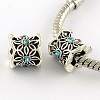 Antique Silver Plated Alloy Rhinestone Large Hole European Beads MPDL-R041-08-2