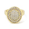 Brass with Cubic Zirconia Open Cuff Rings for Women RJEW-A035-14G-2