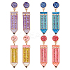 4 Pairs 4 Colors Alloy Enamel Pencil Dangle Stud Earrings for Teachers' Day EJEW-AN0004-86-1