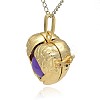 Golden Tone Brass Hollow Heart Cage Pendants KK-J241-04G-2