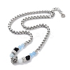 Natural Mixed  Gemstone with 201 Stainless Steel Necklaces NJEW-Q334-01C-1