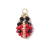 Glass Seed Beads Ladybird Pendants PALLOY-MZ00453-1