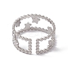 Non-Tarnish 304 Stainless Steel Stars Double Line Open Cuff Ring for Women RJEW-C045-24P-3