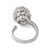 Round Brass Micro Pave Clear Cubic Zirconia Open Cuff Rings for Women RJEW-A046-17P-3