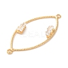 Brass & Clear Glass Horse Eye Frame Connector Charms KK-A227-09G-2