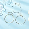 Natural Morganite Nuggets & 304 Stainless Steel Link Chain 3 Layer Anklets for Women AJEW-AN00743-02-1