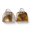 Synthetic Tigerskin Glass Brass Pendants KK-E274-01P-017-2