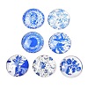 Blue and White Floral Printed Glass Cabochons GGLA-A002-30mm-XX-1