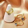 Brass Micro Pave Clear Cubic Zirconia Enamel Cuff Rings for Women RJEW-L113-034G-2