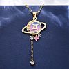 304 Stainless Steel Hot Pearl Enamel Constellation Planet Pendant Necklaces NJEW-D310-01I-G-5