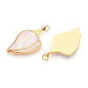 304 Stainless Steel Pave Natural Shell Pendants STAS-N115-20A-G-2