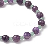 Natural Green Aventurine & Amethyst Round Beaded Stretch Bracelets for Women BJEW-JB11928-01-4