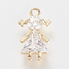 Brass Cubic Zirconia Pendants ZIRC-R015-069G-1
