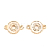 Brass Micro Pave Clear Cubic Zirconia and Natural Shell Links KK-L274-02G-1