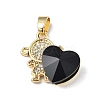 Real 18K Gold Plated Rack Plating Brass Micro Pave Clear Cubic Zirconia Pendants KK-C015-23G-15-1