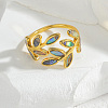 304 Stainless Steel with Natural Shell Cuff Open Rings for Women FS-WGDE0C4-01-4
