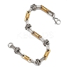 Ion Plating(IP) Two Tone 201 Stainless Steel Column & Oval Link Chain Bracelet BJEW-B078-30GP-5