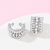 C-Shaped Brass Micro Pave Clear Cubic Zirconia Cuff Earrings EJEW-Z111-02P-1
