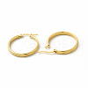 201 Stainless Steel Leaf Pattern Hoop Earrings with 304 Stainless Steel Pins for Women EJEW-M214-04D-G-1