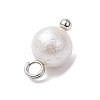 Wrinkle Textured Shell Pearl Round Charms PALLOY-JF03823-02-5