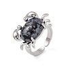 Natural Snowflake Obsidian Crab Open Cuff Ring RJEW-I090-01P-16-4
