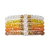 5Pcs Glass & Brass & Acrylic Beaded Stretch Bracelets Set BJEW-JB09677-03-1