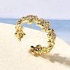 Brass Micro Pave Clear Cubic Zirconia Cuff Rings for Women RJEW-Q008-13G-1
