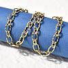 304 Stainless Steel Twisted Oval Link Chain Necklaces for Women NJEW-Z091-07G-3