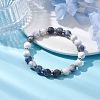 8mm Round Natural Howlite & Blue Spot Jasper Beaded Stretch Bracelets for Women BJEW-TA00529-2