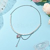 Heart Glass Rhinestone Pendant Necklaces NJEW-JN04809-2