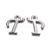 Gunmetal Plated Alloy Letter Pendants PALLOY-P097-03-T-1